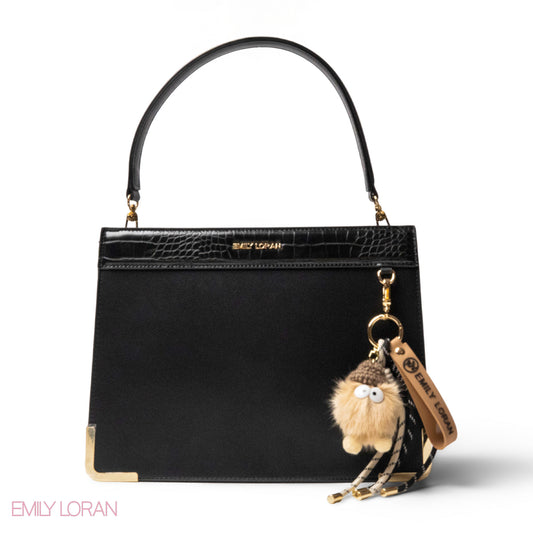 MATTE SMOOTH LEATHER HANDBAG WITH ACCESSORIES -LARGE