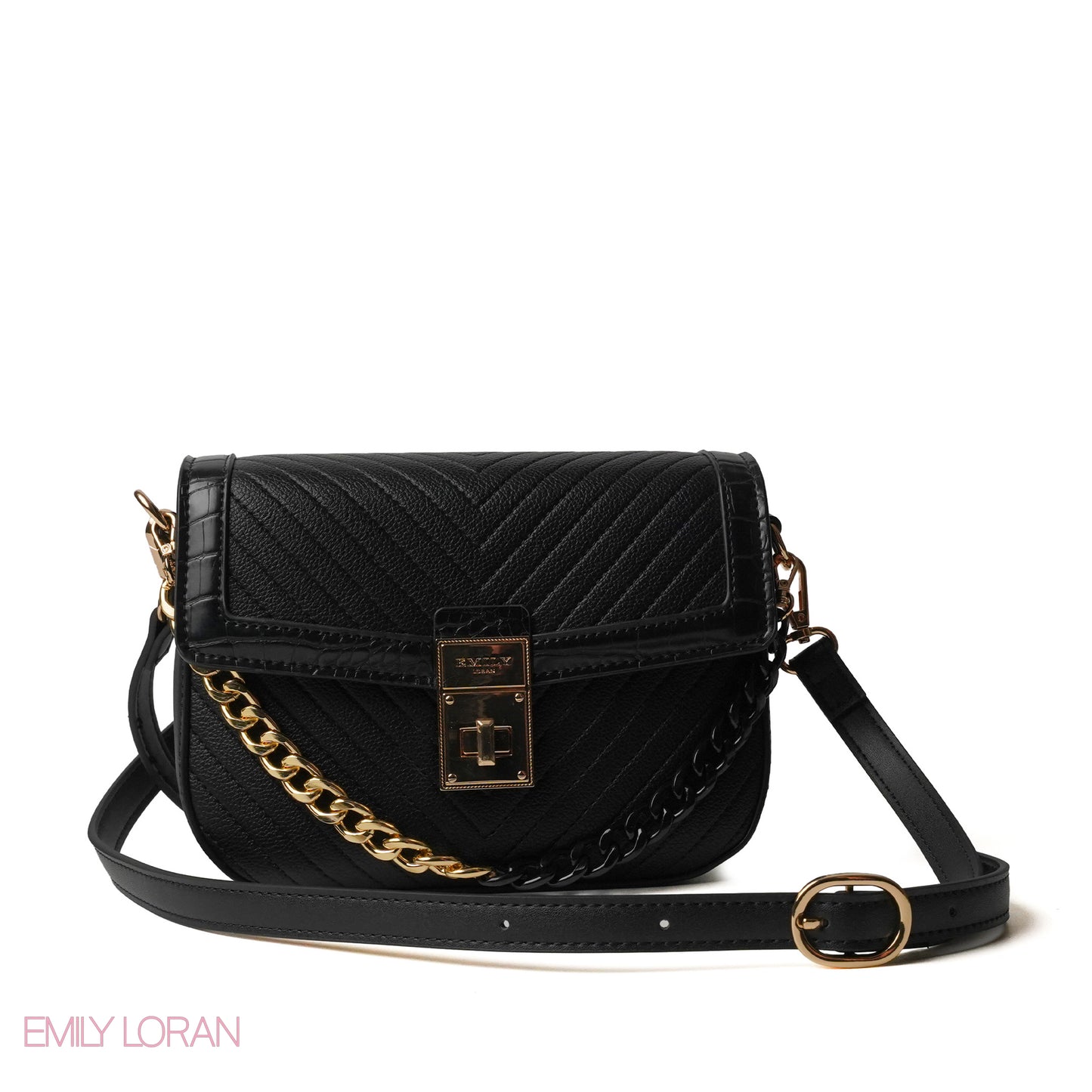 BLACK CROSS BAG WITH SIMPLE PUFF DESIGN - SMALL