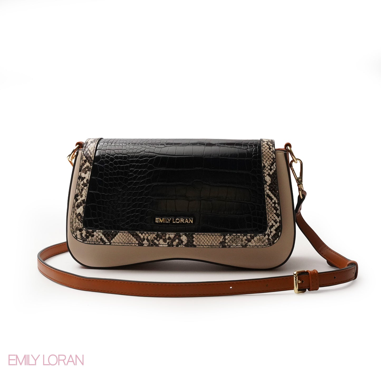 LEATHER CROSSBODY WITH MIX OF SNAKESKIN,CROC -SMALL