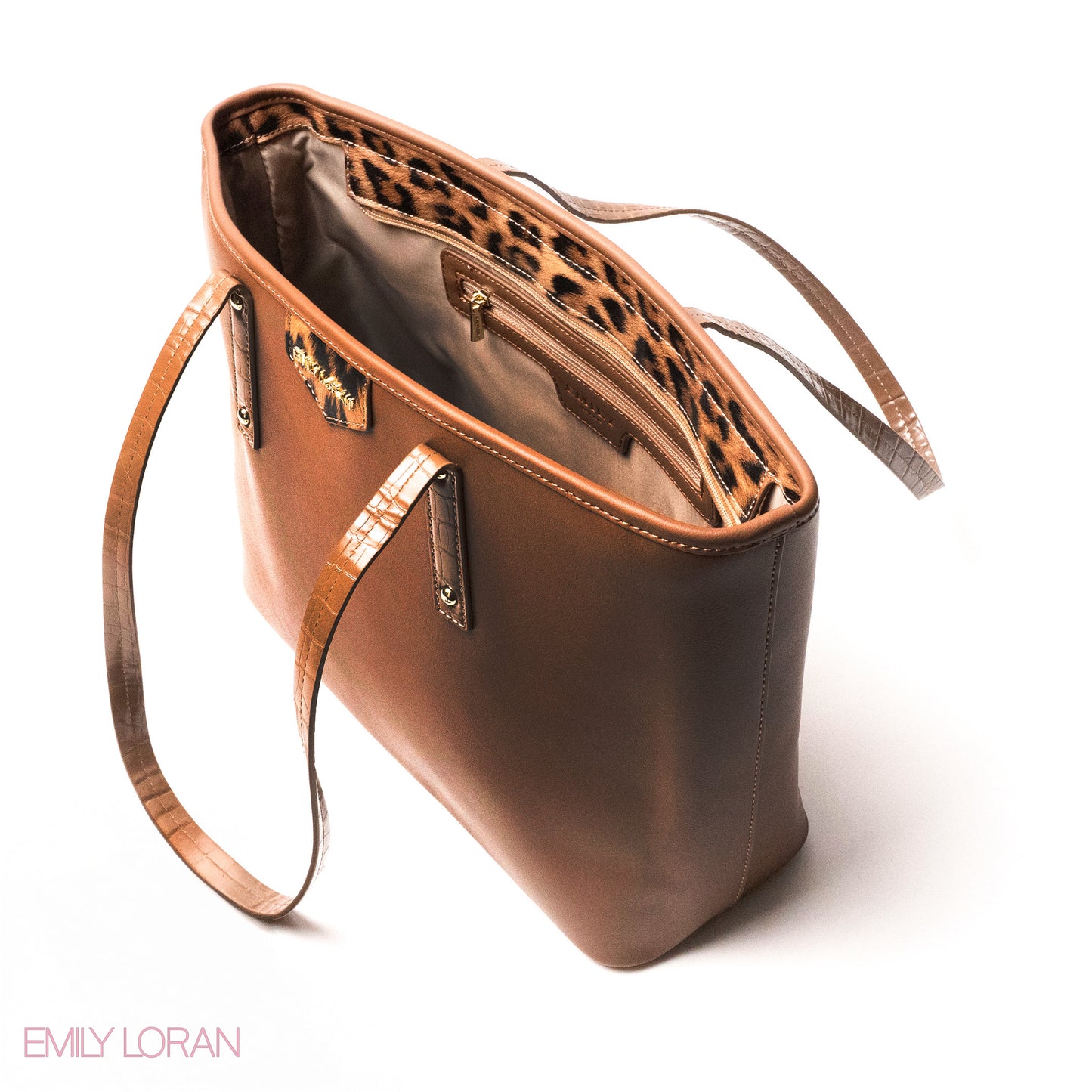 LEOPARD-PRINT LEATHER SHOULDERS BAG WITH A SMALL BAG - LARGE