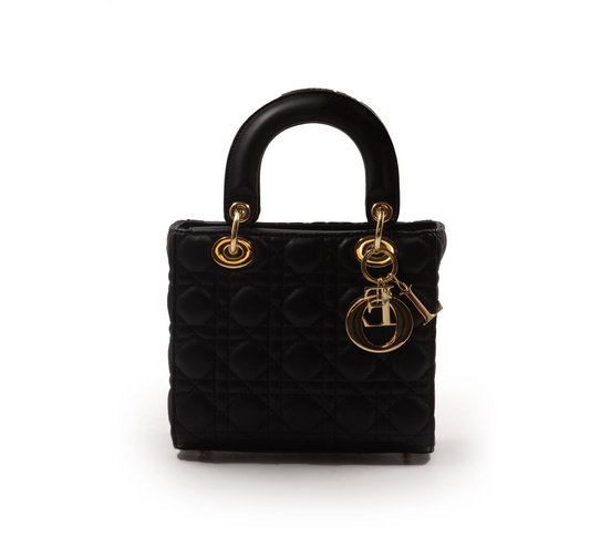 SHINY BLACK LEATHER HANDBAG -SMALL