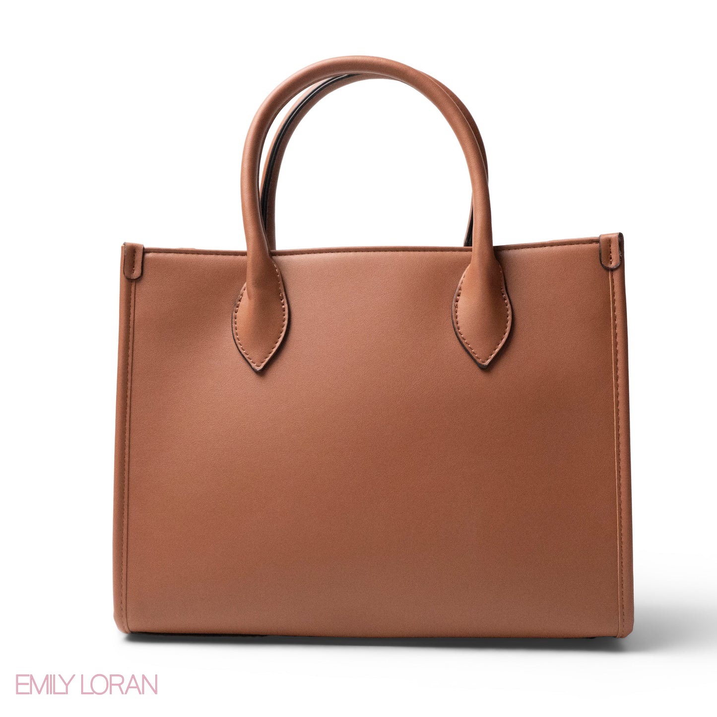 EMILY LORAN LOGO EMBOSSED LEATHER HANDBAG WITH METAL CHAIN-LARGE