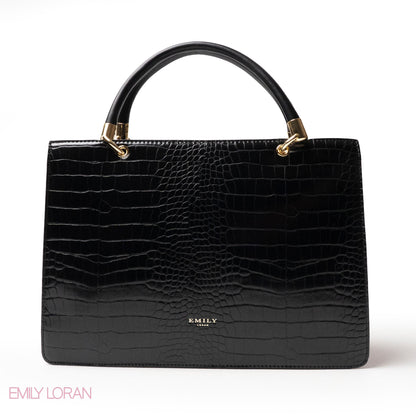 SNAKE LEATHER HANDBAG WITH FLAP - LARGE