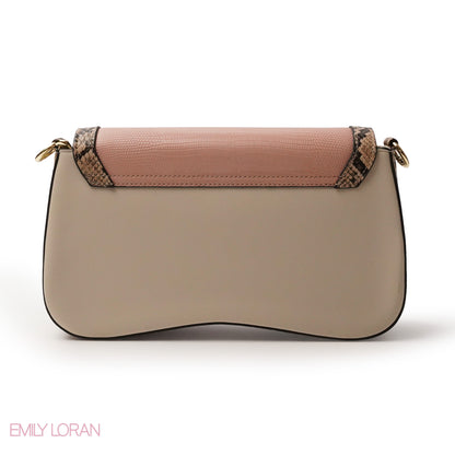 LEATHER CROSSBODY WITH SNAKE PRINT- SMALL