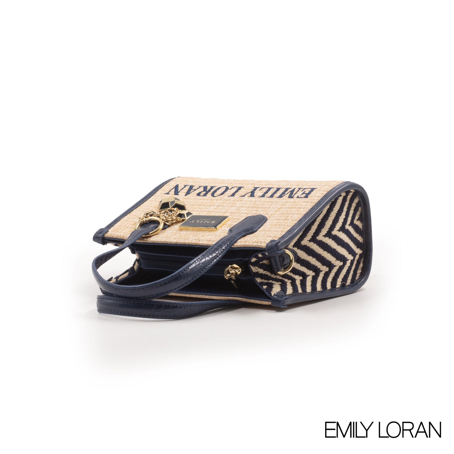 WOVEN FABRIC WITH CHEVRON PATTERNS BAG - SMALL