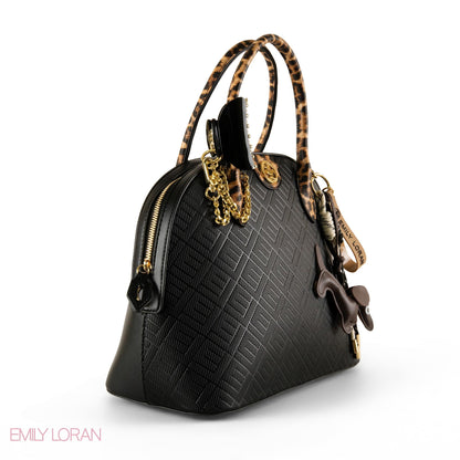 EMILY LORAN EMBOSSED LEATHER HANDBAG WITH ACCESSORIES-LARGE