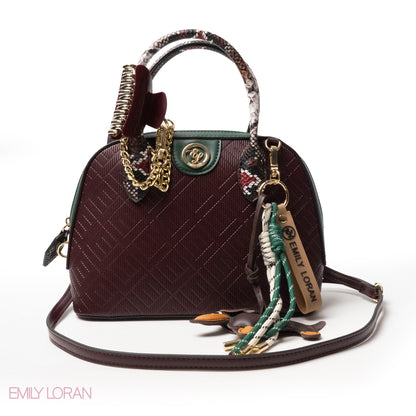 EMILY LORAN EMBOSSED LEATHER HANDBAG WITH ACCESSORIES -SMALL