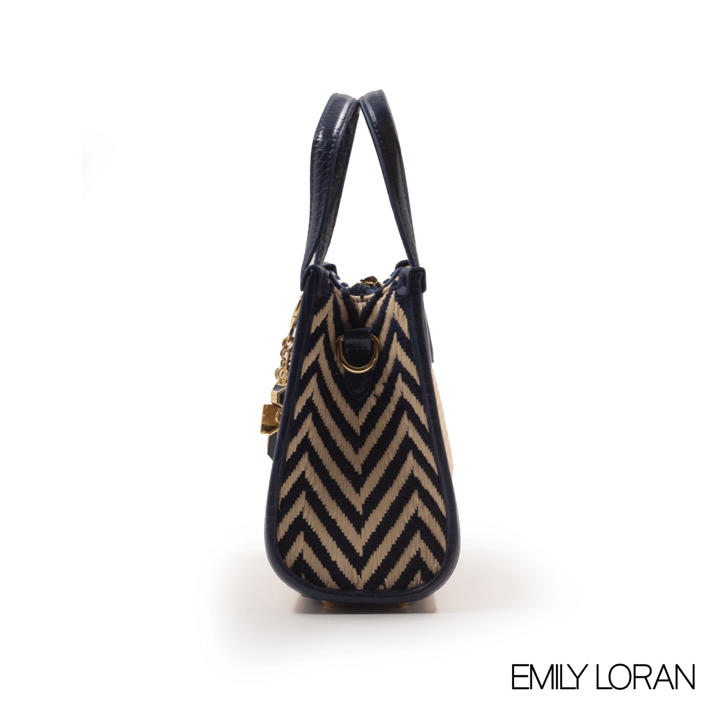 WOVEN FABRIC WITH CHEVRON PATTERNS BAG - SMALL