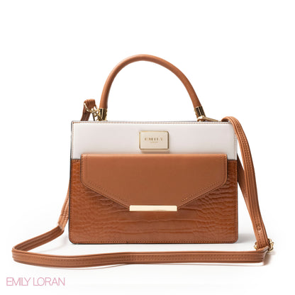 CROC LEATHER HANDBAG WITH FLAP -MED