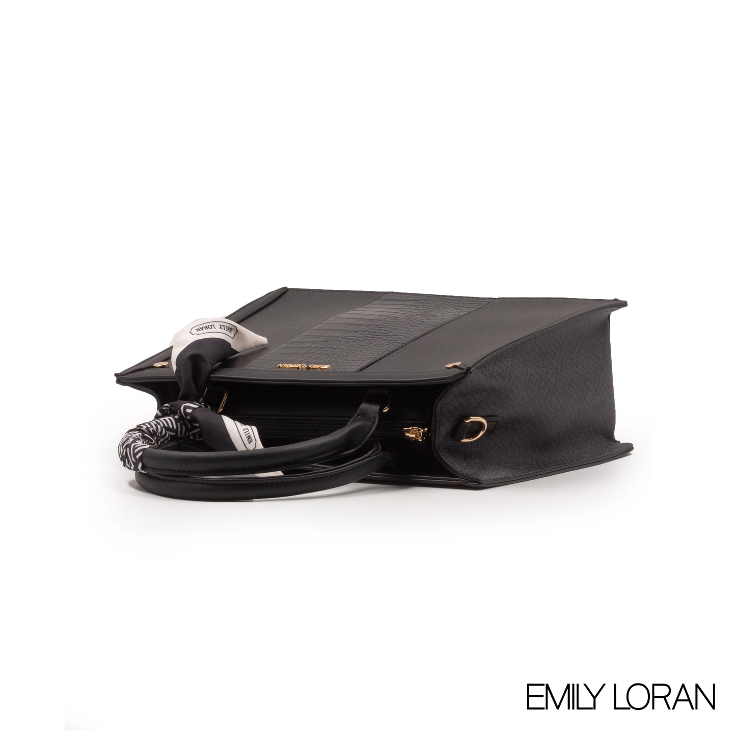 EMILY LORAN LEATHER HANDBAG WITH PATTERN,SCARF -MED