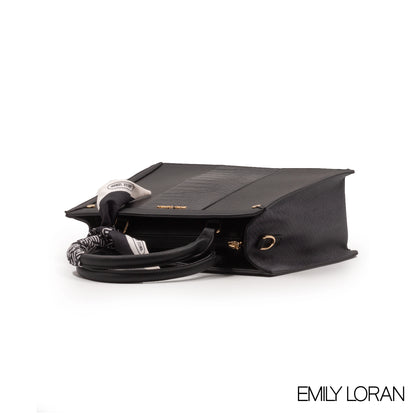 EMILY LORAN LEATHER HANDBAG WITH PATTERN,SCARF -MED