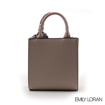 WOVEN STRAW HANDBAG LEATHER ACCENTS WITH SCARF -SMALL