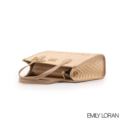 WOVEN FABRIC WITH CHEVRON PATTERNS BAG -MED