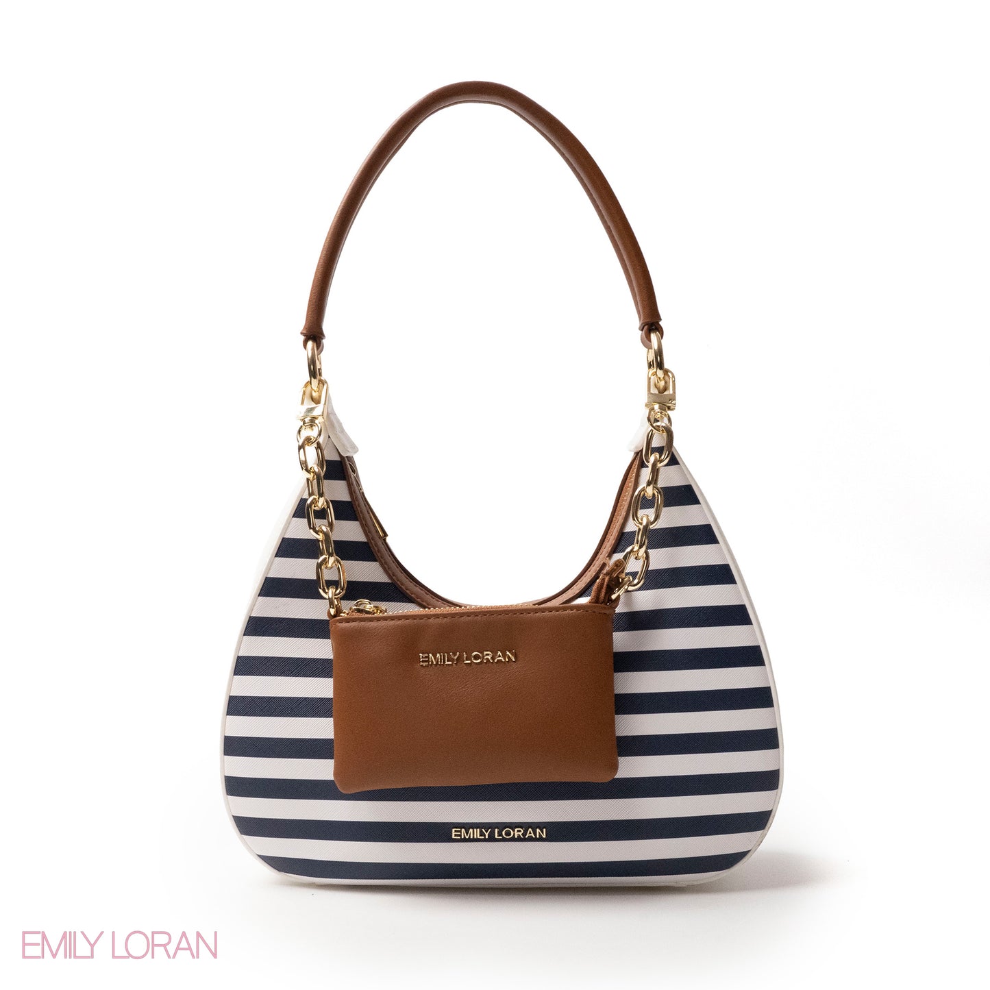 MODREN WHITE LEATHER HANDBAGWITH METAL CHAIN - MED