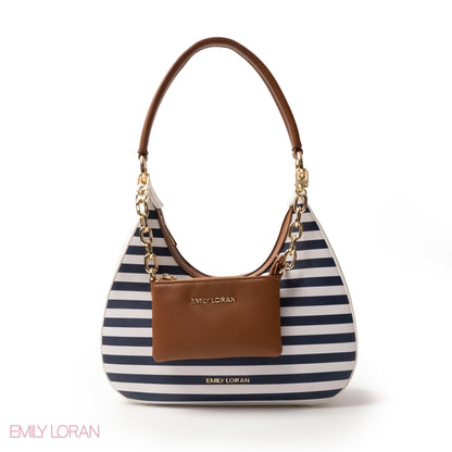 MODREN WHITE LEATHER HANDBAGWITH METAL CHAIN - MED