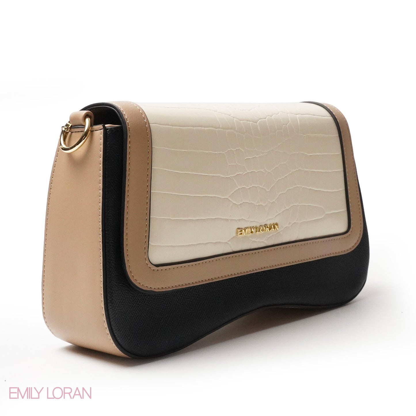 LEATHER CROSSBODY WITH CROC PRINT- SMALL